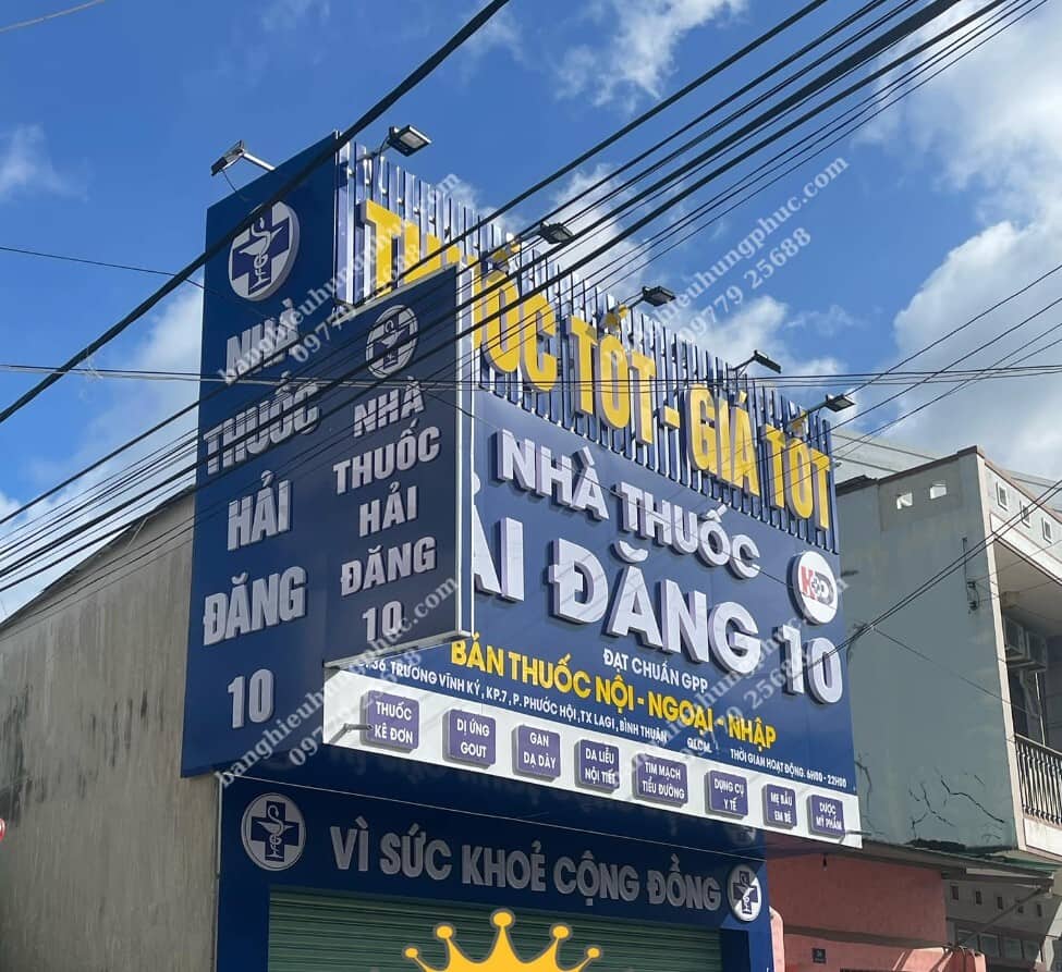 Thi công bảng hiệu Nhà thuốc Hải Đăng tại Lagi Bình Thuận