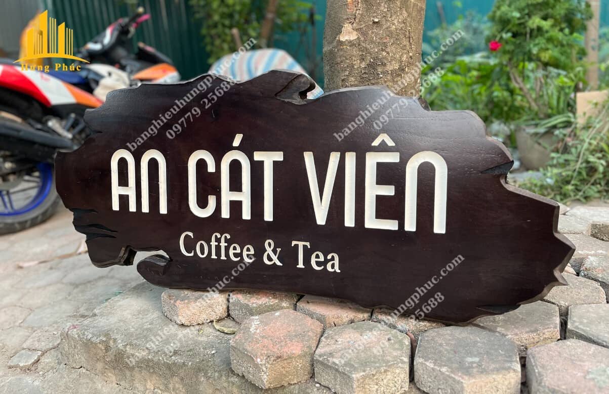 Bảng hiệu cà phê gỗ khắc laser Bảng hiệu cà phê gỗ khắc laser