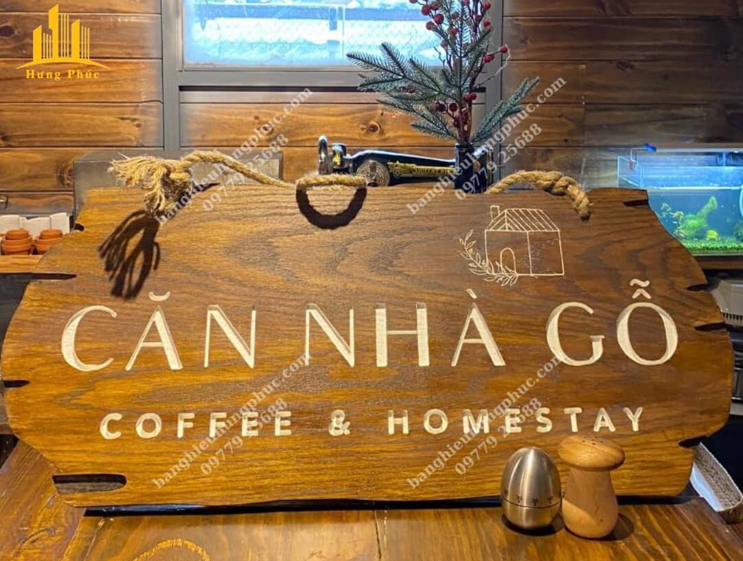Bảng hiệu cà phê gỗ Bảng hiệu cà phê gỗ