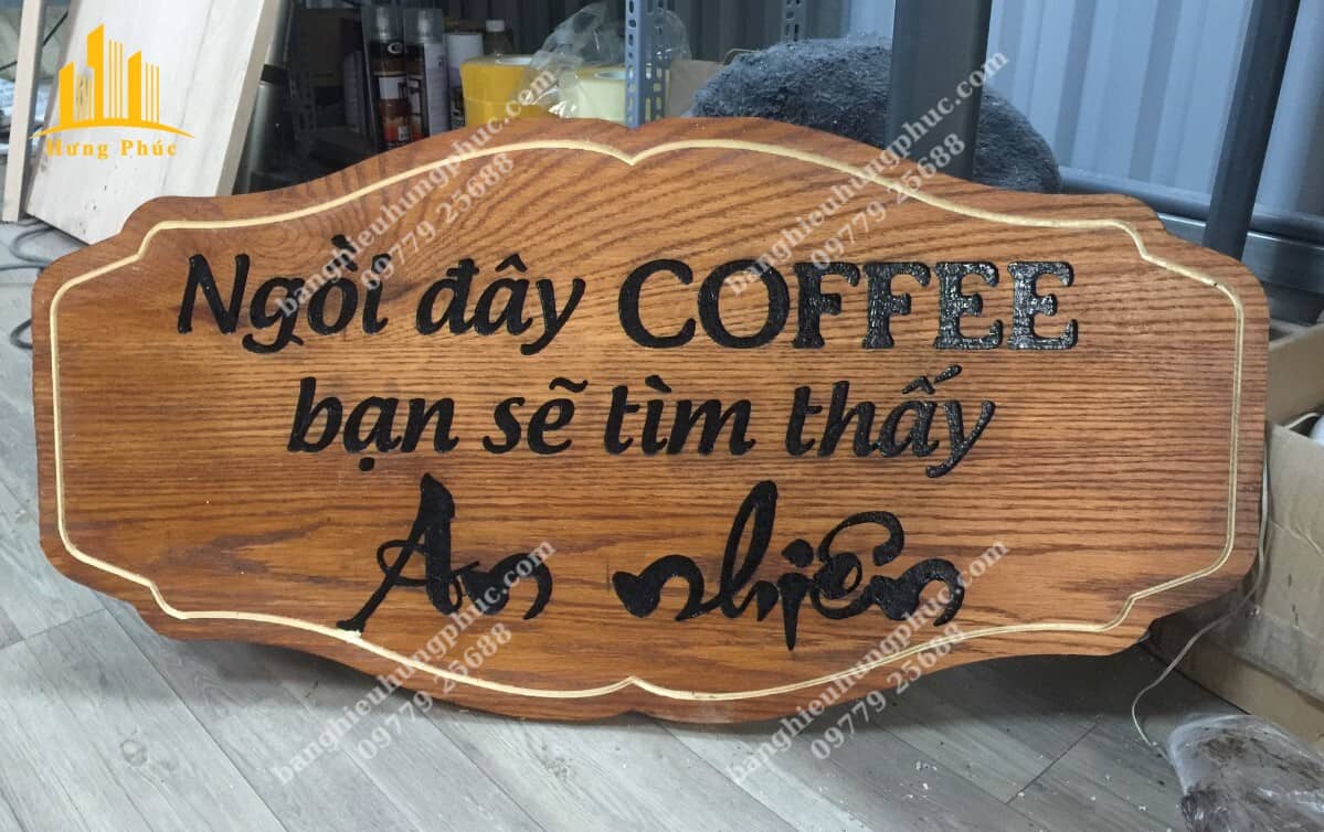 Bảng hiệu cà phê gỗ Bảng hiệu cà phê gỗ
