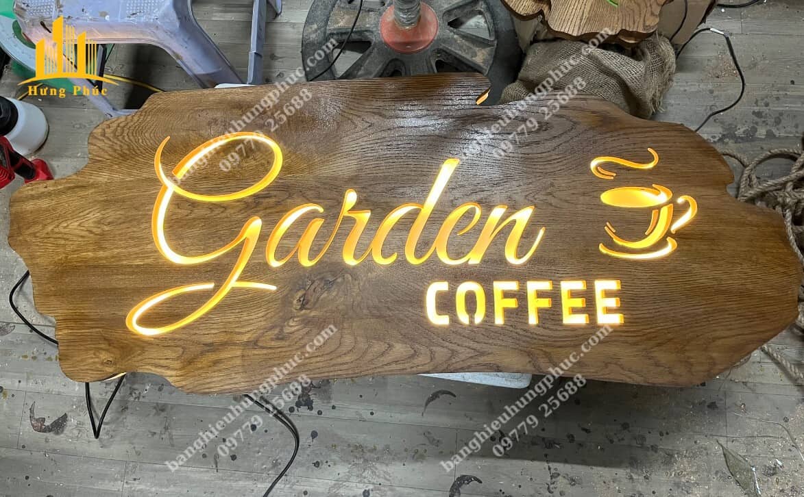 Bảng hiệu cà phê gỗ Bảng hiệu cà phê gỗ