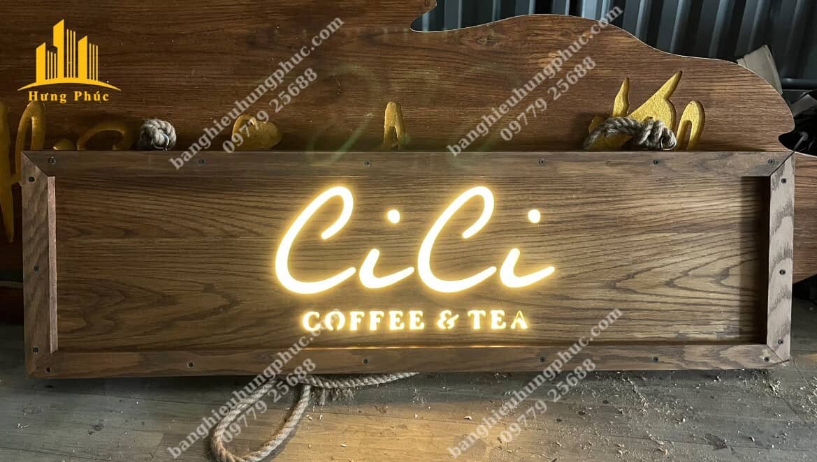 Bảng hiệu cà phê gỗ Bảng hiệu cà phê gỗ