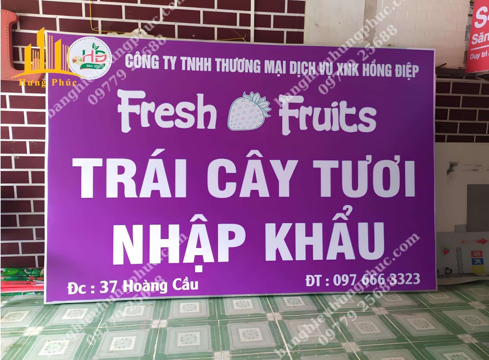 biển quảng cáo hoa quả nhập khẩu