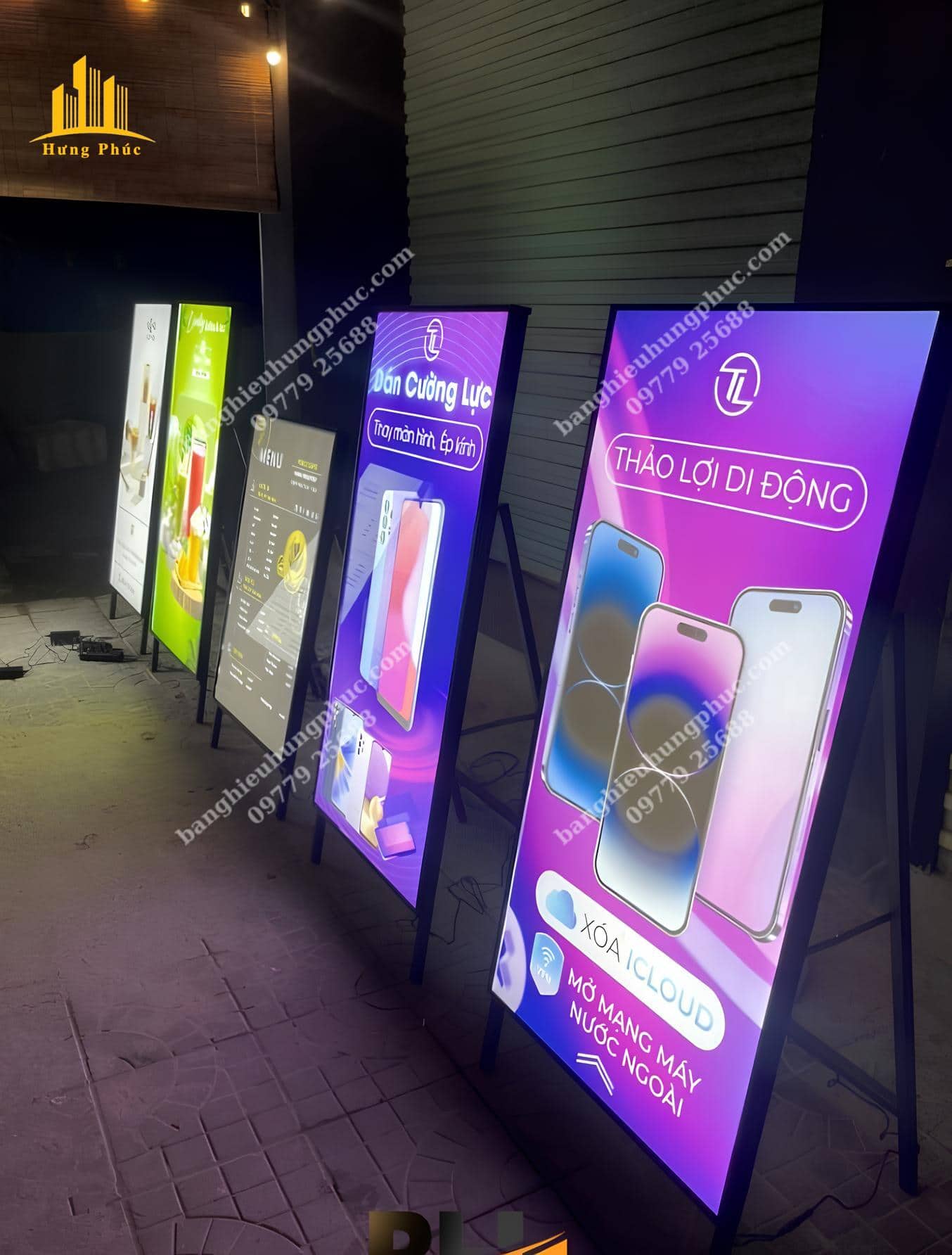 Bảng hiệu đứng chữ A 1 mặt tranh điện siêu mỏng Bảng hiệu đứng chữ A 1 mặt tranh điện siêu mỏng