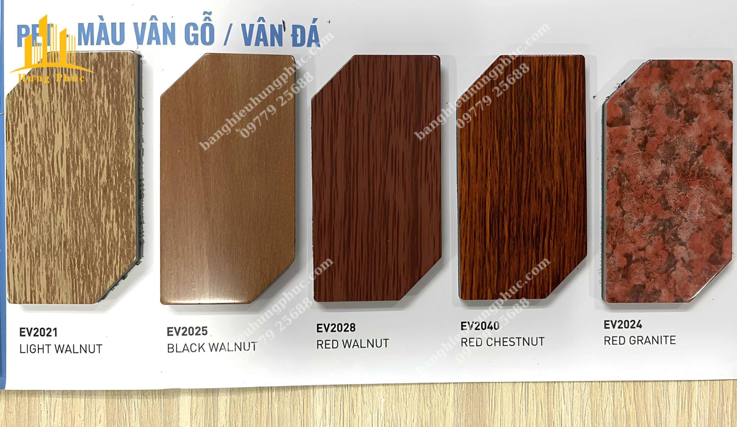 Bảng màu vân gỗ alu