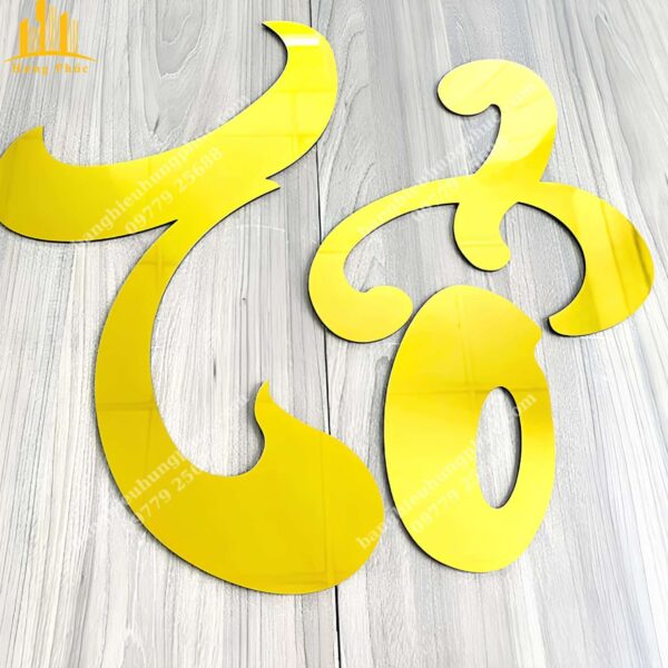 chữ alu vàng gương