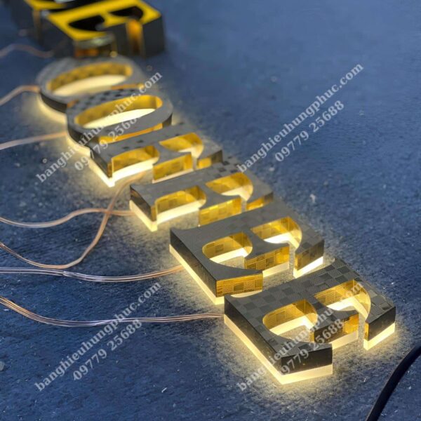 Chữ inox vàng đế đèn