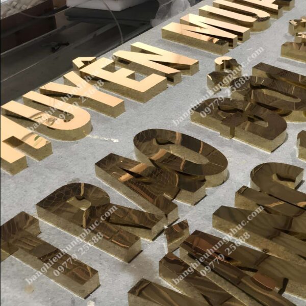 Gia công chữ inox vàng