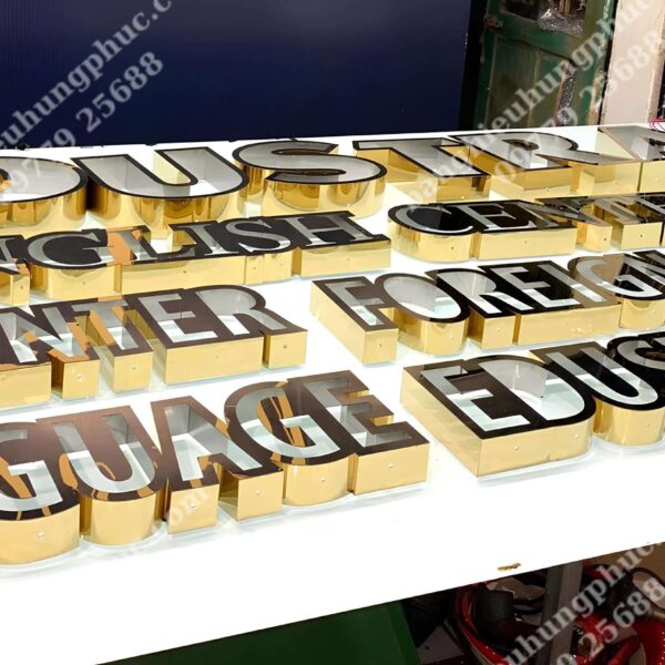 Gia công chữ inox vàng