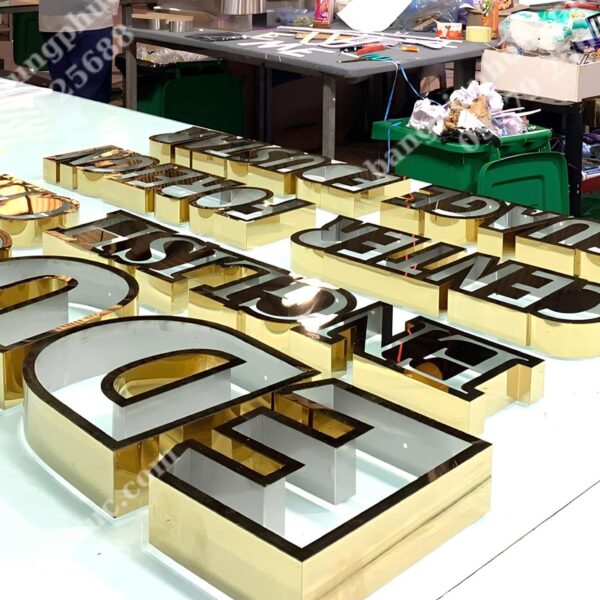 Gia công chữ inox vàng