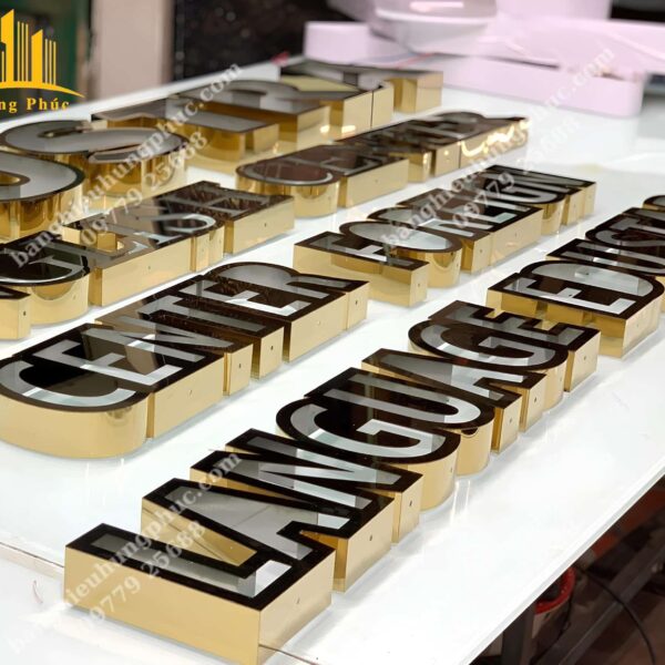 Gia công chữ inox vàng