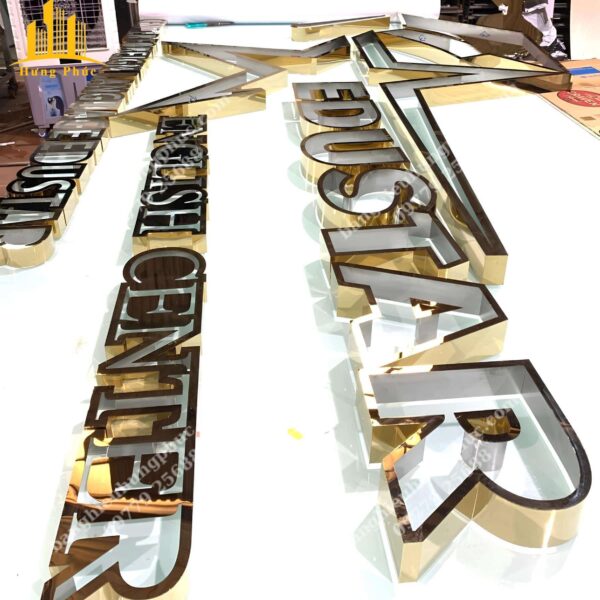 Gia công chữ inox vàng
