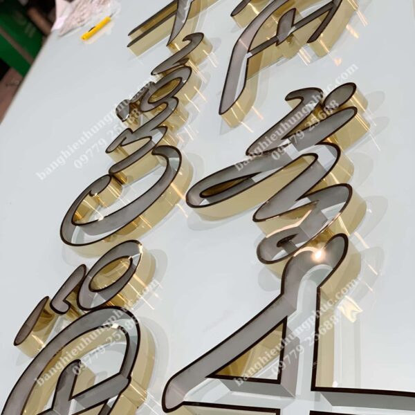 Gia công chữ inox vàng