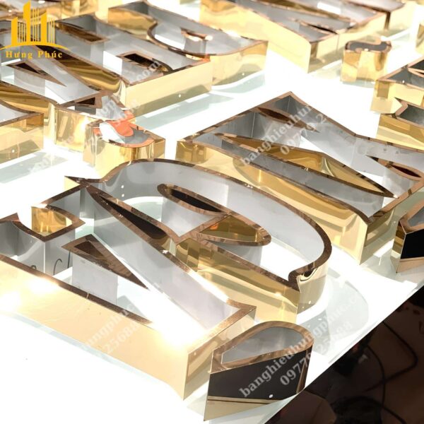 Gia công chữ inox vàng