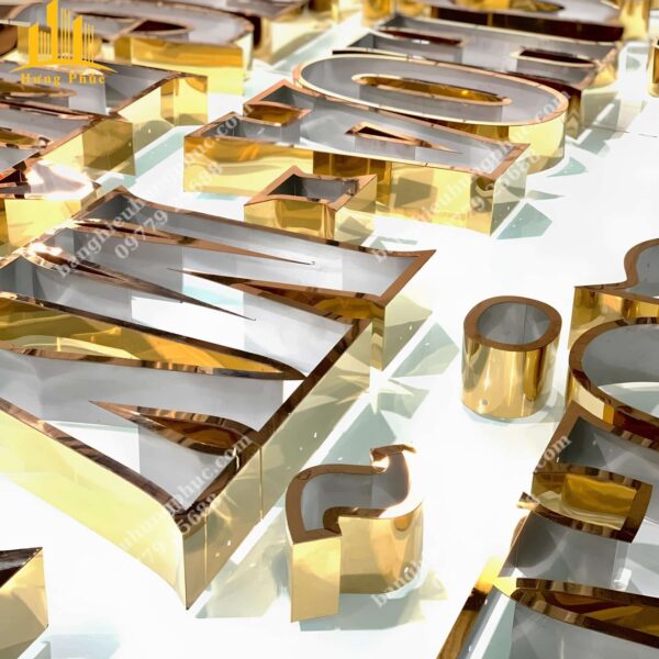Gia công chữ inox vàng