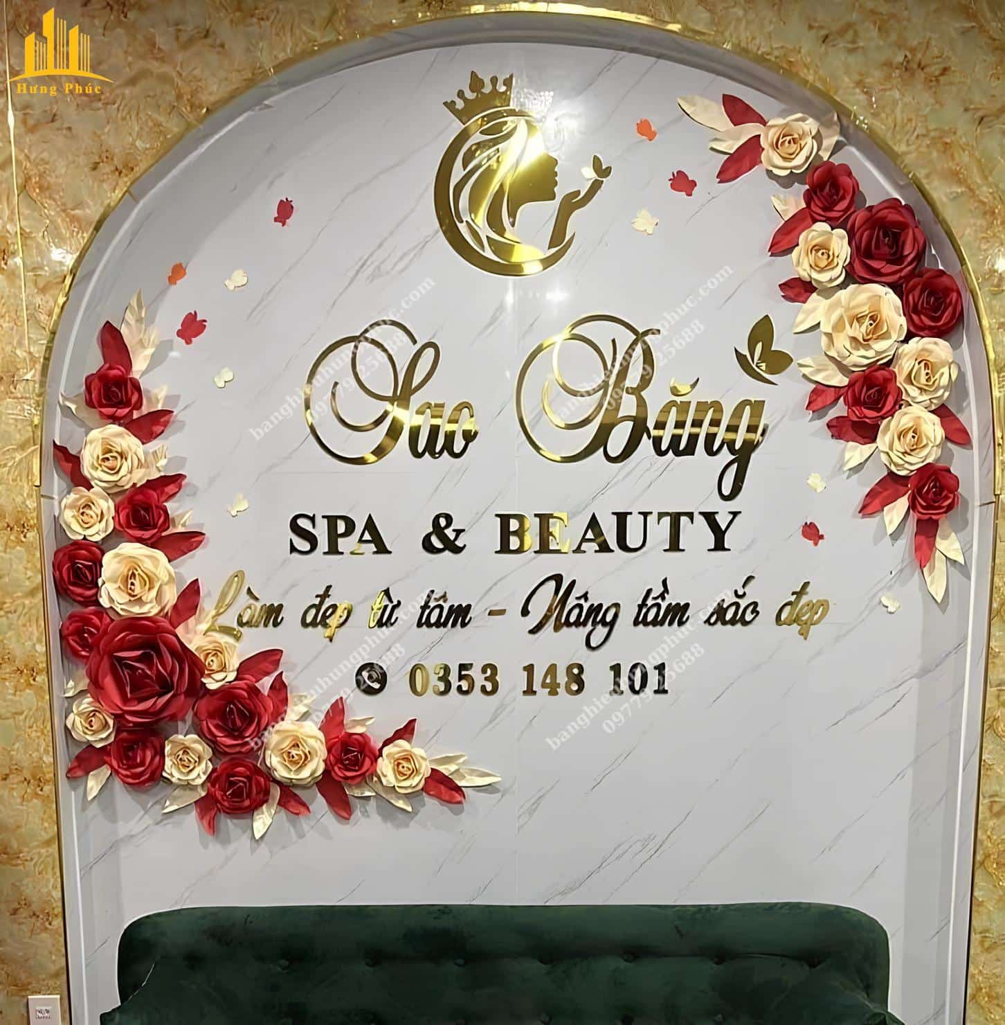 Chữ nổi dán tường bằng alu vàng gương