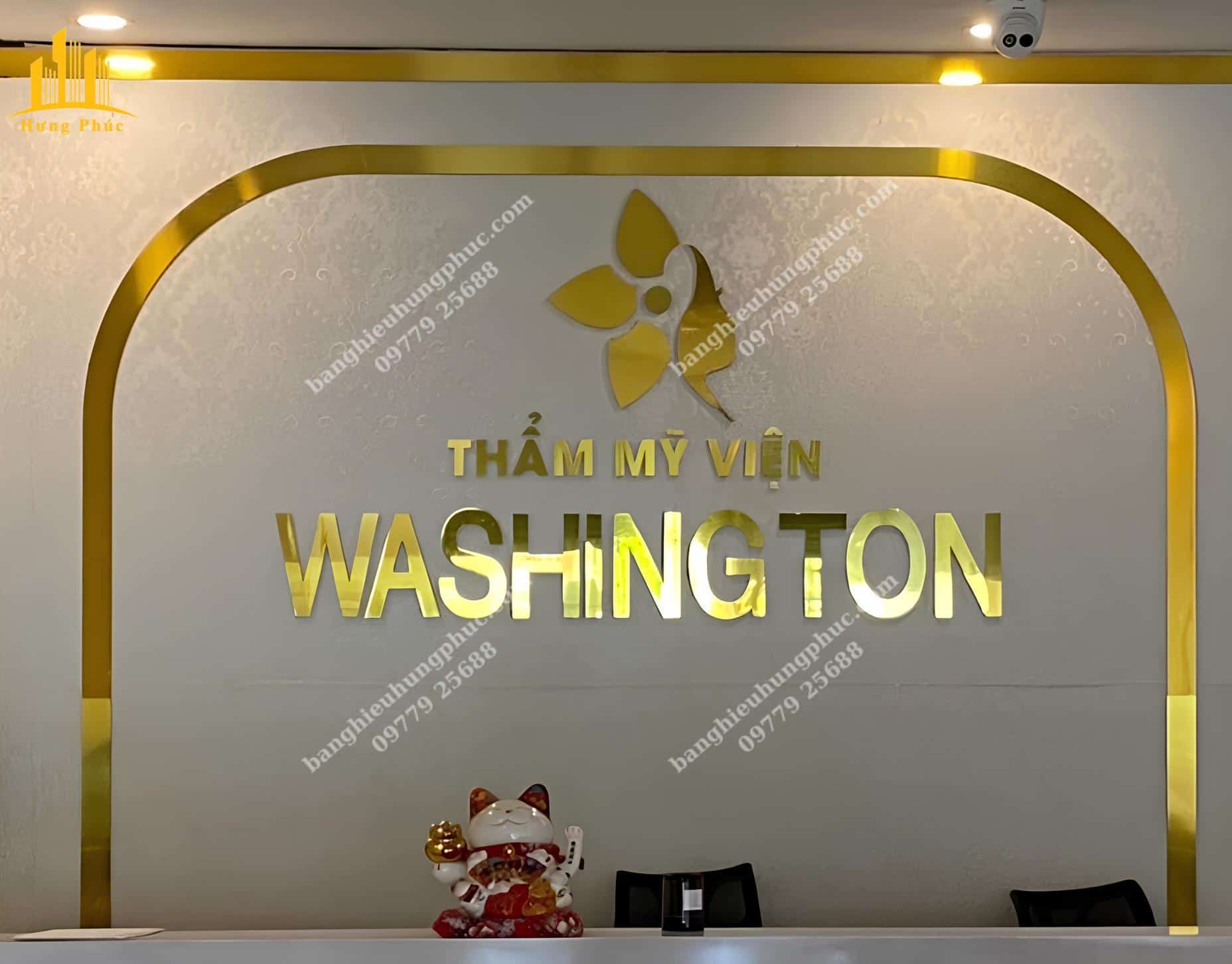 Chữ nổi dán tường bằng alu vàng gương