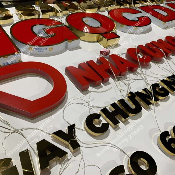 gia công chữ nổi inox vàng