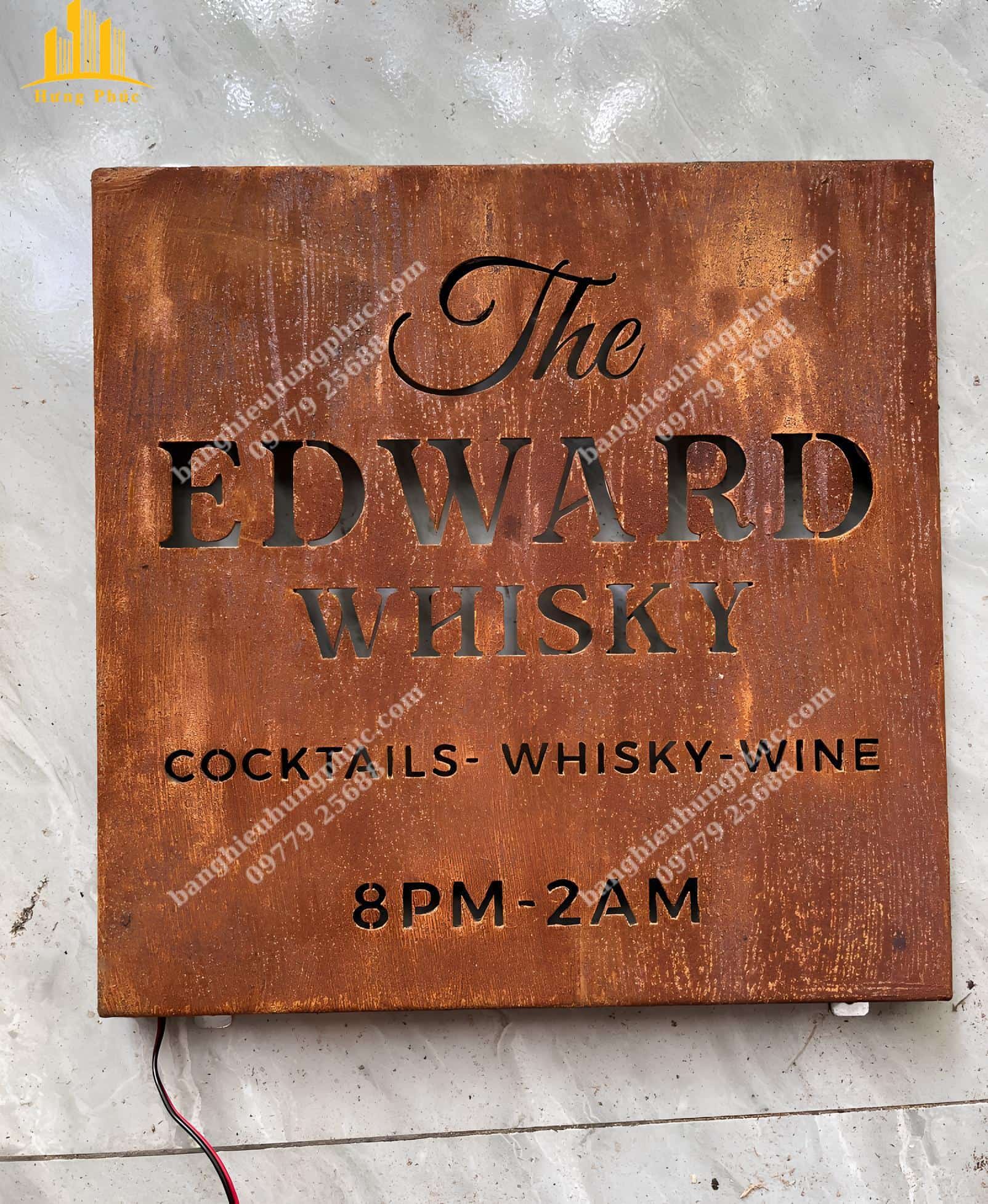 Biển hiệu tôn rỉ sét kích thước 40x40