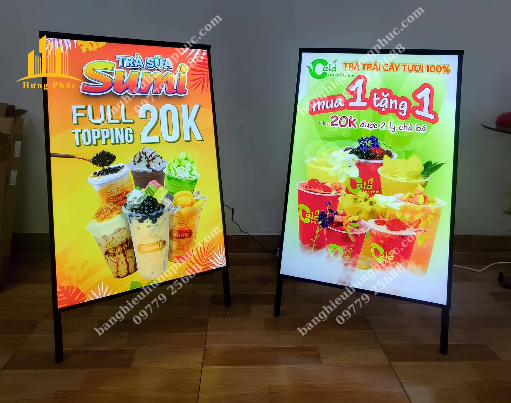 Bảng hiệu đứng hộp đèn siêu mỏng đèn led siêu sáng và sang trọng Bảng hiệu đứng hộp đèn siêu mỏng đèn led siêu sáng và sang trọng