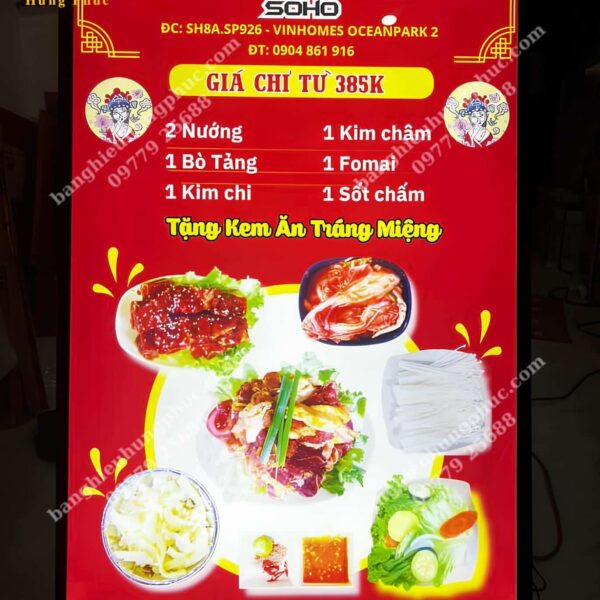 Biển vẫy lẫu nướng bằng hộp đèn siêu mỏng