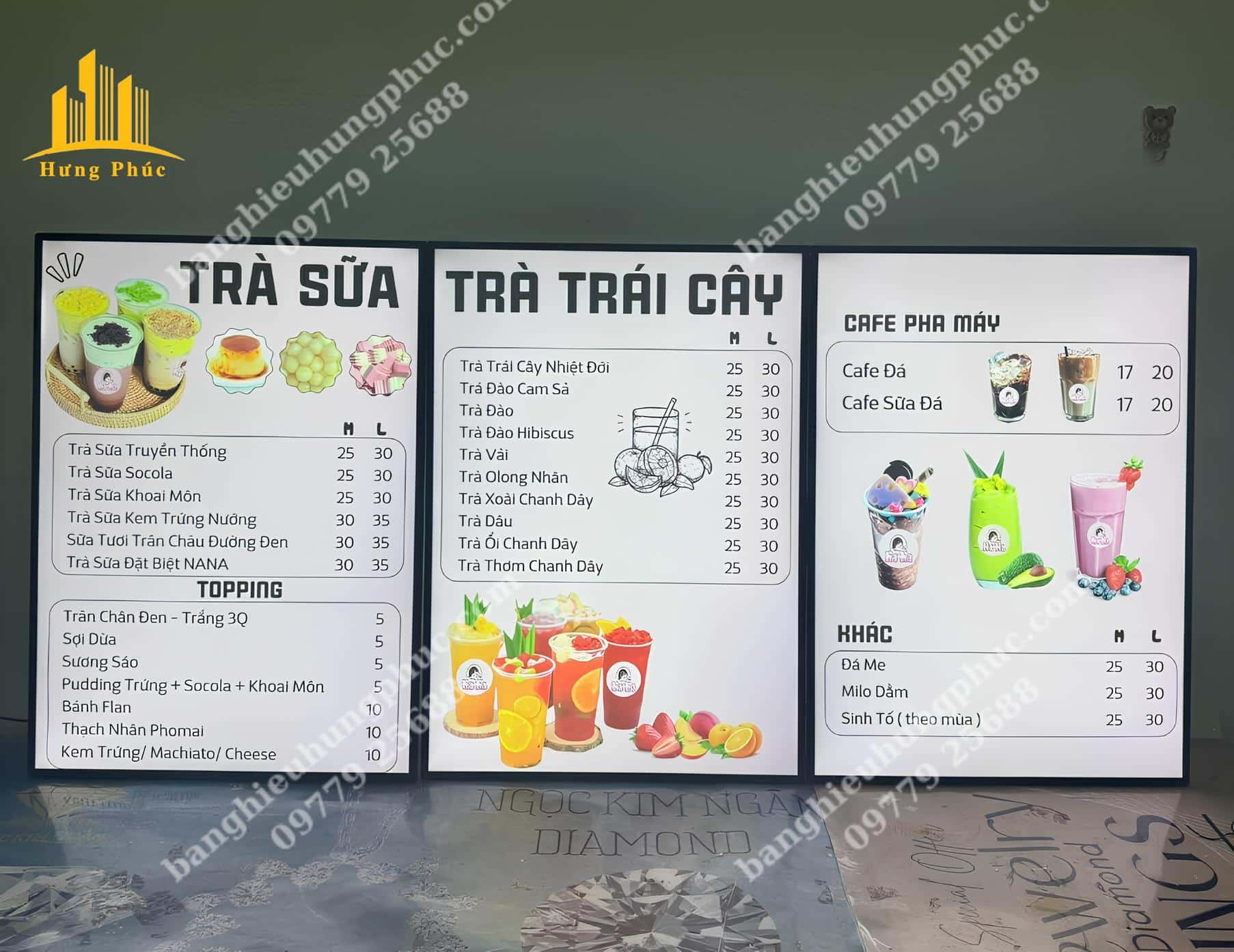 menu hộp đèn