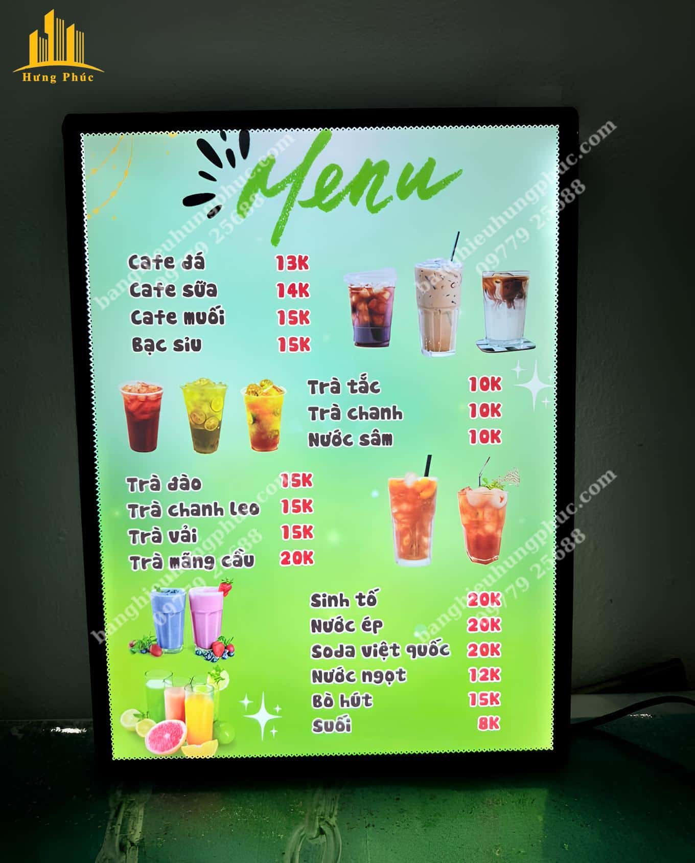 menu hộp đèn