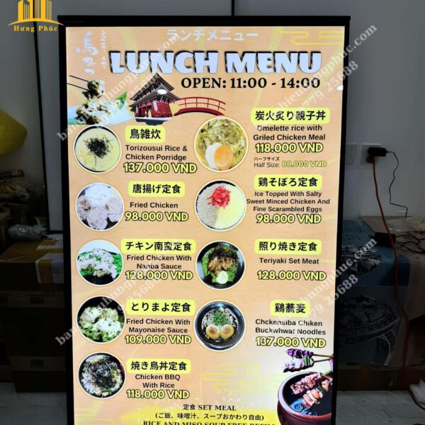 hộp đèn menu