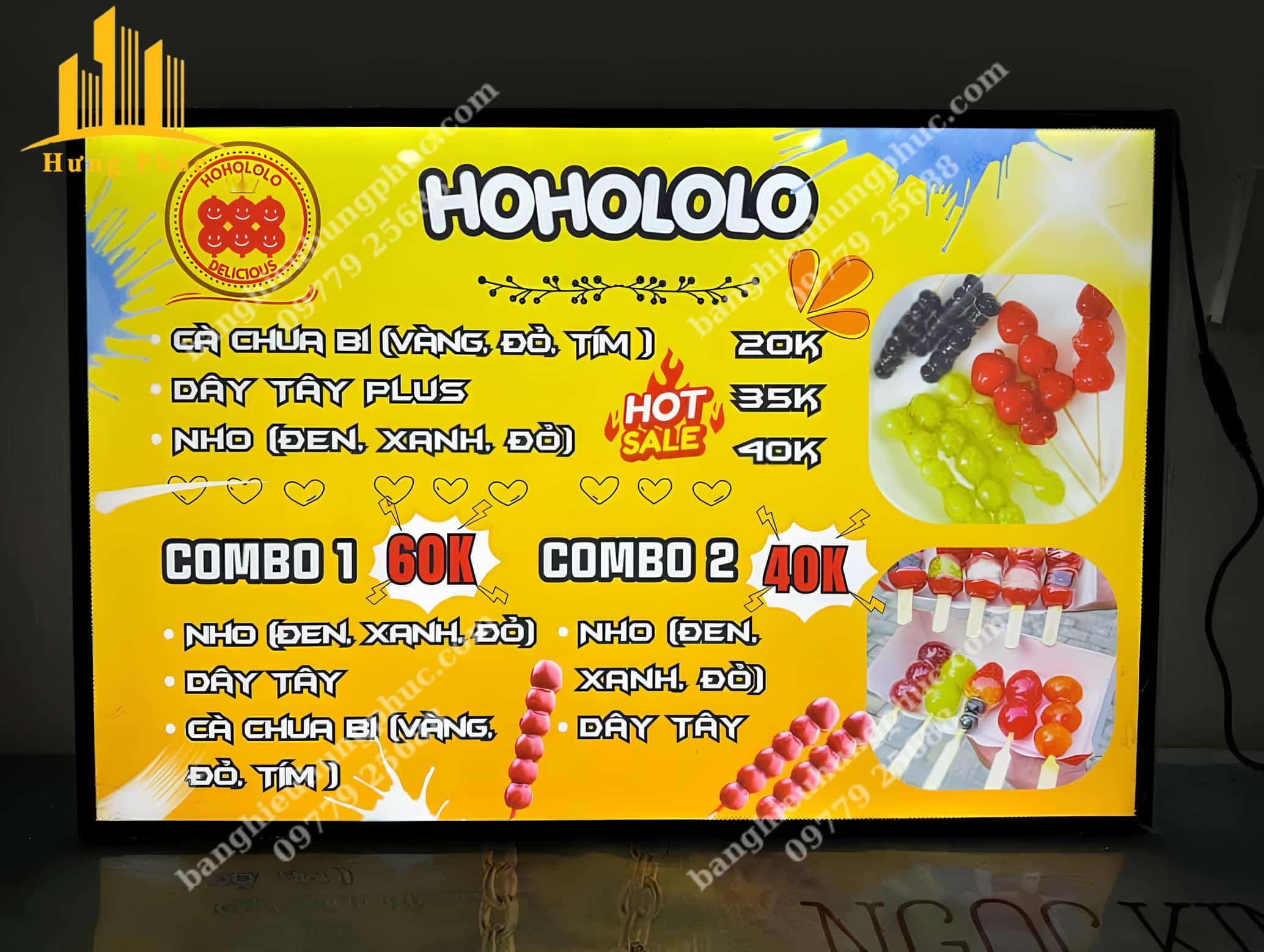 Hộp đèn siêu mỏng dùng làm menu tại các quán F&B Hộp đèn siêu mỏng dùng làm menu tại các quán F&B