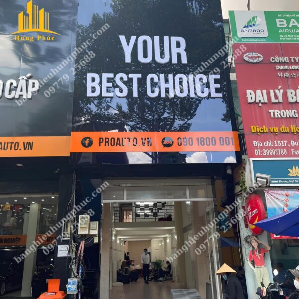 Thiết kế thi công trọn gói cửa bảng hiệu cửa hàng Your Best Choice với tổng chi phí 40 triệu đồng